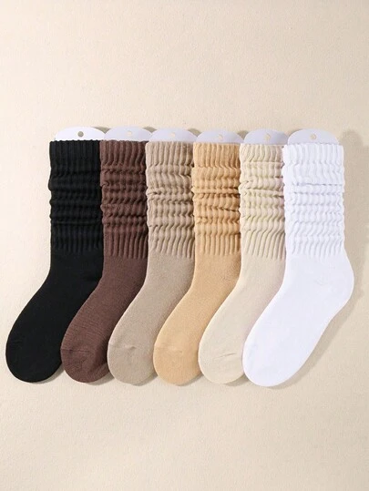 1/3/6 Pairs Mulitcolor Women's Fall Autumn Winter Slouch Knit Socks Women Scrunch Socks Women Scrunchie Socks Women Crew Socks Delamerican (Black, White, Apricot, Light Yellow, Kwn) Men's And Women's Compression Socks Comfortable
