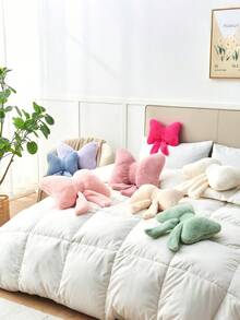 12英寸柔软仿毛皮蝴蝶结装饰抱枕，适用于床、沙发、长凳和家居装饰，是日常聚会和圣诞装饰的理想之选。 - 綠色 - 查看 6