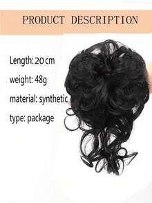 Synthetic Messy Curly Claw Hair Bun Chignon Hair Extensions Scrunchy Fake False Brown Black Hair With Tail For Women Hairpieces - Multicolor - View 5