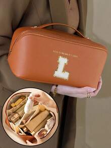 Túi du lịch đa năng, có ngăn đựng mỹ phẩm, túi trang điểm chống thấm nước bằng da PU, túi đựng mỹ phẩm hai lớp dung tích lớn, túi xách du lịch đa năng dành cho nữ, túi đựng đồ vệ sinh cá nhân, túi đựng mỹ phẩm, túi trang điểm, túi đựng đồ vệ sinh cá nhân, vật dụng cần thiết khi đi du lịch, đi du thuyền, đi nghỉ mát, unisex - Nhiều màu - Xem 20