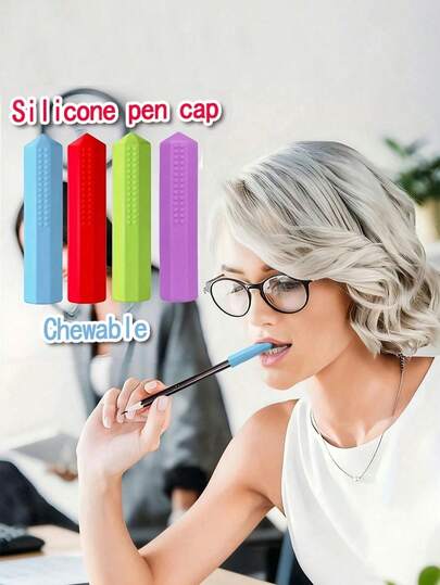 Silicone Pencil Toppers Designed For Autism And ADHD, Suitable For Pencil Chewers, Multiple Colors Available, Adult Size, Chewable Stress Relief Pencil Caps, Ideal For Anxiety, Autism And ADHD, Relaxation Gift, Raises Awareness For ADHD