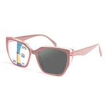 1pc Photochromic Multifocal Reading Glasses, Color-Changing Bifocal Lens, Romantic Pink Cat Eye Frame, Comfortable Spring Hinges, Elegant Fashion Photochromic Multifocal Readers For Women - Pink - View 14