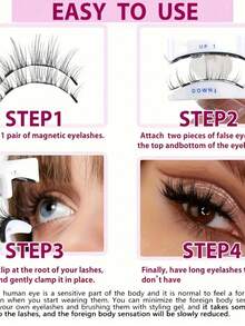 Zestaw 4 rzęs z aplikatorem – wielokrotnego użytku, bez kleju, profesjonalne akcesoria do makijażu, tworzywo sztuczne bez alkoholu, narzędzie do zbierania rzęs, akcesoria do przedłużania rzęs, magnetyczne sztuczne rzęsy bez kleju, magnetyczne rzęsy ssące, naturalnie gęste, bez kleju, adsorpcja magnetyczna, cztery rzęsy magnetyczne