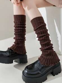 1 Pair Leg Warmers For Women,Women's Cozy Elephant Leg Warmers, Loose Leg Warmers, Knitted Leg Warmers, Ribbed Knitted Long Leg Warmers,Comfortable High Leg Warmers, College Style Knee And Calf Leg Warmers, Over Knee Long Women's Cozy Leg Warmers, Knitted Bubble Long Leg Warmers, Suitable For Various Daily Clothing