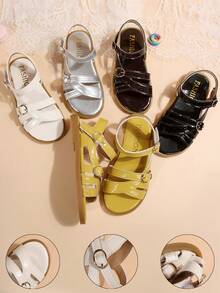 Children Fashion Outdoor Sandals Summer Square Toe Flat Shoes Strap Sandals New Style Girls Shoes Stylish Beach Slippers - Beige - View 8