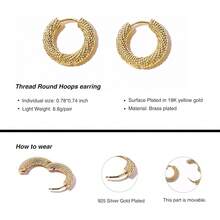 Huggie Hoop Earrings Women 18 K Gold Hoop Earrings Twisted Rope Round Hoop Earring Simple Minimalist Jewelry - 1 - Xem 7