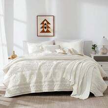 Blue Quilt King Size Bedding Sets With 2 Pillow Shams, Lightweight Soft Bedspread Coverlet, Quilted Blanket Thin Comforter Bed Cover All Season, 3 Pieces, 104x90 Inches, All - Season Bedding - 波希米亞象牙(黃調) - 查看 1
