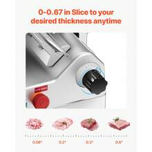 Automatic Meat Slicer, 500W, Electric De Li Slicer Machine With 10 Inch Sharp 75Cr1 Steel Blade, 0-0.67 Inch Adjustable Thickness, 633 RPM Fast Slicing, For Frozen Meat, Cheese, And Bread - US B Type Plug(110-127V) - View 4