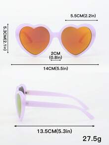 1pc Unisex Retro Y2K Heart Shaped Fashion Fashion Glasses, Suitable For Vacation, Party, Gathering - 紫色 - 查看 5