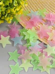 100片装大号夜光星星墙贴 - 卧室、客厅、天花板装饰 - 易撕、可重复使用、可移除、趣味DIY装饰 - 彩色 - 查看 8