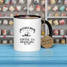 1pc Witch Coffee Mug - Halloween Witch Hat & Cauldron Design, Durable Ceramic Cup With "Come Have A Spell" Quote, Dishwasher , Perfect Gift For Halloween, Christmas, Birthday, Thanksgiving, Mother'S Day, Home & Office Use, Halloween Decorations - 黑色 - 查看 9