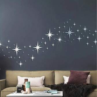 82pcs/Set Acrylic Starry Sky Mirror Wall Stickers,Personalizedy Creative Stickers For Ceiling And Wall Decor, Self-Adhesive