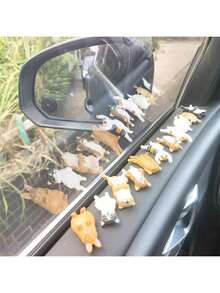 16 piezas Figuras decorativas 3D con forma de gato de dibujos animados, adornos creativos para el interior del automóvil, accesorios para el tablero, regalos de pareja, con pegatinas adhesivas