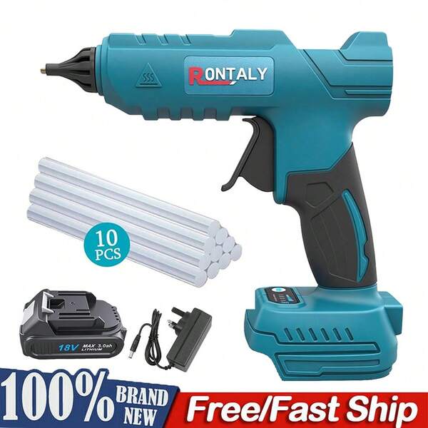 IKUNQUAN Kabellose Heißklebepistole, kompatibel mit Makita 18-V-Akkus. Das Heißklebepistolen-Set enthält 10 Klebesticks, ein Ladegerät und einen Hochleistungsakku. Ideal für Heimwerkerprojekte, Bastelarbeiten und Reparaturen im Haushalt, erfüllt es perfekt die Anforderungen von Heimwerkerprojekten und schnellen Reparaturen.