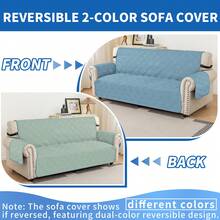 YSTYLE Single-Seater Sofa Cover With Armrests, Reversible Cat-Friendly Scratch-Resistant Couch Cover, Double-Sided Quilted Sofa Cover, Universal Sofa Cover - Clear Water Blue + Mint Green - View 2