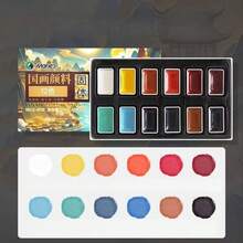 Set de 12 colores de pigmentos para pintura china tradicional, suministros para pintura de tinta china para principiantes, herramientas de pintura Gongbi - 12 colores - Ver 4