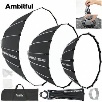  Ambitful Q9 Serisi Softbox Q9-60 Q9-90 Bowens Montajlı Flaş LED Işık İçin Yeni Hızlı Çıkarılabilir Parabolik Derin Yumuşak Kutu Izgarası