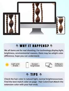 1 件装合成儿童马尾辫长直发自然泡泡辫马尾假发带橡皮筋自然时尚 - 彩色 - 查看 9