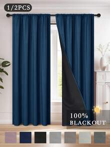 2片装遮光窗帘,100%遮光,隔热,阻隔紫外线,适用于豪华客厅、卧室、家居装饰、圣诞装饰,杆袋式设计,1片窗帘 - 彩色 - 查看 3
