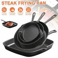 4-teiliges Schwerlast-Grill- & Bratpfannen Gusseisen mit Deckeln, erhöhte Ränder & Abflussöffnungen, gleichmäßige Wärme, spülmaschinenfest für Pfannkuchen/Braten/Burger - Schwarz - Übersicht 8