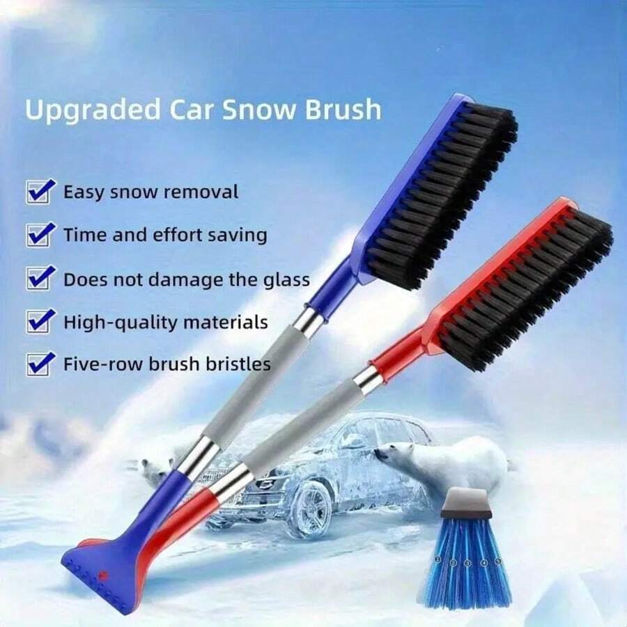 2-In-1 Automobile Snow Shovel And Ice Chisel, With Ergonomic Foam Handle And Detachable Ice Chisel Head-Heavy Winter Snow Removal Tool, Non-Slip Grip, Suitable For Automobiles, Driveways, Multifunctional Snow Brushes, Snow Scrapers And Snow Shovels.