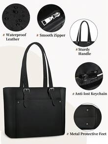 NEWHEY Women's Handbag, Genuine Leather Shoulder Bag, Large Capacity Wallet And Handbag With Detachable Small Pouch - Black - View 7