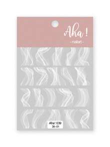 1pc Nail Art Sticker, Semi-Transparent French Black & White Tie Dye Nail Decals Nails Nail Supplies - Multicolor - View 15