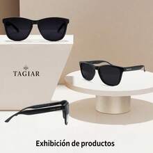 Lentes De Sol Tagiar Lentes De Sol Para Hombre Y Mujer Negro con protección UV400, espejo, para hombres y mujeres, ideales para pesca, conducción, verano, playa y viajes - Negro - Ver 10