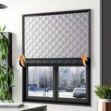 1 pieza Cortina opaca y aislante térmica reforzada, sin necesidad de perforación para dormitorio, sala de estar, ventana, a prueba de viento, cálida, aislamiento de temperatura - 90 cm x 120 cm - Ver 1