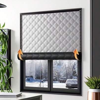 1 件加厚遮光隔热窗帘，无需钻孔，适用于卧室、客厅窗户，防风、保暖、隔热