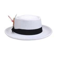Wide Brim Fedora Hats With Feather For Women Men Western Panama Floppy Hat - trắng - Xem 2