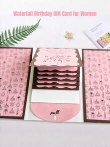 Libreta de tarjetas de regalo con diseño de cascada hecha a mano, tarjeta de regalo de cumpleaños con diseño de cascada para mujeres y hombres, libreta de tarjetas de Navidad, diseño desplegable de libro de tarjetas de regalo, libreta de tarjetas de regalo de mensaje DIY, regalos navideños.