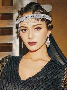 BABEYOND 1920s Flapper Headpiece Roaring 20s Headband Great Gatsby Headband Chain For Women Vintage Hair Accessory - 銀色 - 查看 3