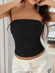 Vaiaye 女士无缝无肩带纯色弹力修身吊带背心，春夏百搭无肩带基础款背心，情人节时尚之选