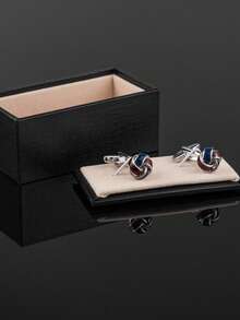 Navy Brown Oil Drip Twist Cufflinks For Men's French Cuff Shirts - Fashion - View 2