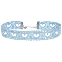 1/4/5/6pcs Handmade Lolita Accessories Women's Neckband Bowknot Blue Heart Pendant Choker Collarbone Chain Butterfly Necklace Suitable For Comic Exhibition Activities Necklace - 4#藍色縷空桃心 - 查看 13