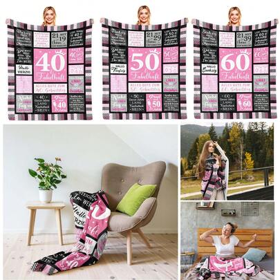 40/50/60. Geburtstag Frau, 40/50/60.TER Geburtstag Frau,150x130CM Geschenke zum 40/50/60 Geburtstag Frauen, Lustige Geburtstagsgeschenk für Frauen 40/50/60 Jahre Mama Oma, Deko 40/50/60 Geburtstagsgeschenk Decke