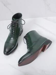 Giày Oxford nam, giày Chelsea kiểu Anh cổ điển, giày cao cổ buộc dây công sở. - màu xanh lá - Xem 7