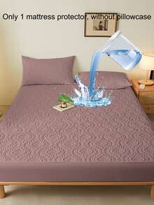 1pc Soft, Breathable And Comfortable Floral Pattern Mattress Protector, Solid Color Moisture-Wicking Mattress Cover, Mattress Pad, Mattress Protector, Slipcover For Bedroom, Bedding (Pillow Case Not Included) - Multicolor - View 2