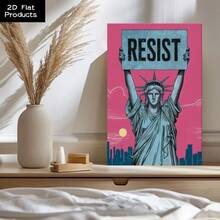1Pc Framed Canvas Wall Art Resistance, No America Kings In America Protest Sign, Political Activist Poster, Rally Sign, Resist Protest Poster - 彩色 - 查看 6