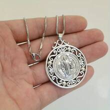 1pc Saint Benedict Medal Necklace Alloy Christian Sacramental Medal Catholic Gift For Men Women A-483d - 1pc - 查看 6