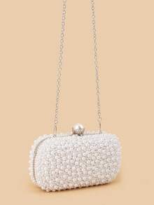 1 Piece Of Elegant And Luxurious Women's Exquisite Pearl Party Bag Clutch, Fashionable And Shiny Handbag, Suitable For Women's Party, Wedding, Dinner, Banquet Evening Bag, Suitable For Party Girls, Ladies, For Women, Very Suitable For Party, Wedding, Prom, Dinner/Banquet, The Best Gift For Women - trắng - Xem 3