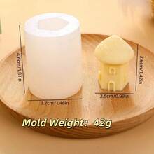 1 szt. Nowa kreatywna silikonowa forma na świecę w kształcie mini domku, zimowa świeca, silikonowa forma do pieczenia DIY - Biały - Zobacz 5