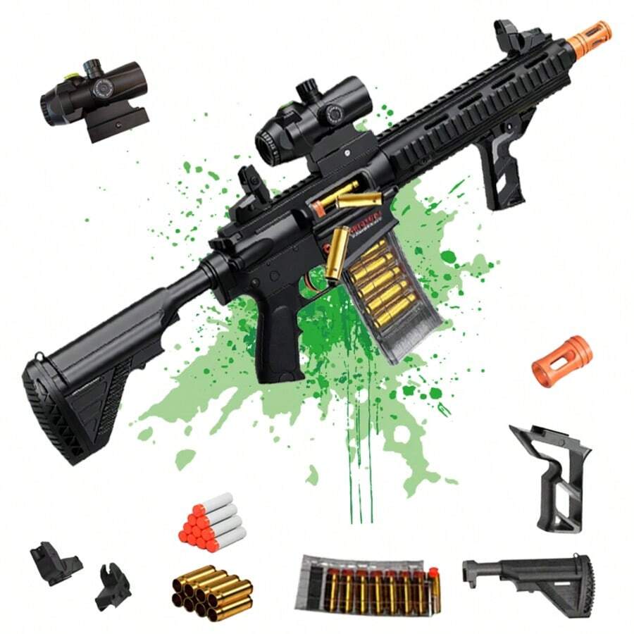 Foam Shooting Toy Gun Suitable For Party Activities, Group Games And Outdoor Fun Unisex Design, Ideal For Christmas And Halloween Celebrations - Black - View 1