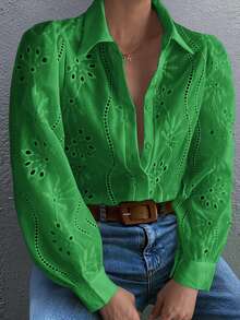 Blusa de Acción de Gracias Vaiaye, blusa de manga larga con cuello de corbata bordada de unicolor para mujer, adecuada para el Día de San Valentín, uso diario, viajes, Navidad, cumpleaños y atuendo de Año Nuevo