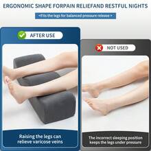 1个舒适抬腿枕，减轻腰部压力，睡眠时可作腿托，适用于床、沙发和躺椅，底部防滑，配有2条可调节绑带。 - 黑色 - 查看 5