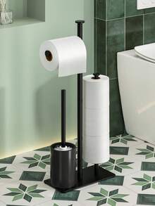 1pc Modern Freestanding Toilet Paper Holder - No-Drill Installation, Heavy-Duty Metal, Freestanding Bathroom Toilet Paper Dispenser With Over-The-Toilet Placement, Space-Saving Design For Small Bathrooms - Nordic Style Minimalist Design - Holds Toilet Roll, Toilet Paper Holder For Bathroom, Toilet Paper Storage, Bathroom Decor, Toilet Paper Holder Unique,