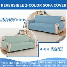 YSTYLE Single-Seater Sofa Cover With Armrests, Reversible Cat-Friendly Scratch-Resistant Couch Cover, Double-Sided Quilted Sofa Cover, Universal Sofa Cover - Clear Water Blue + Mint Green - View 3
