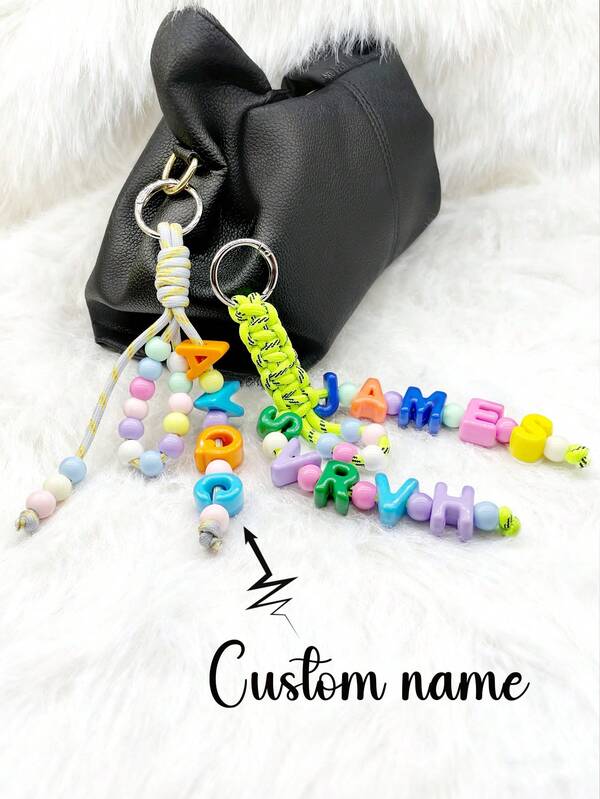 1pc Customized Colorful Acrylic Letter Keychain, Can Customize 1 To 5 Letters/Numbers, Women's Keyring Single/Couple Style, Bag Accessory Pendant, Valentine's Day Gift, Colorful, Cute, Simple, Suitable For Commuting, Business Casual, Basic, Customized, Personalized, Unique, Ideal Gift (For Him/Her), Suitable For Family, Friends, Girlfriend, Suitable For Anniversary