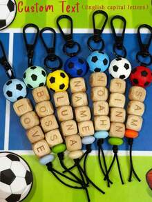 1pc Colorful Football Silicone Keychain, Personalized Handmade Custom Beads, Sports Keychain/Backpack Chain, Sports Gift,Apparel Accessories,Chic Autumn,Boyfriend,Girlfriend,Family,Friends - Silicone Keychain - View 13